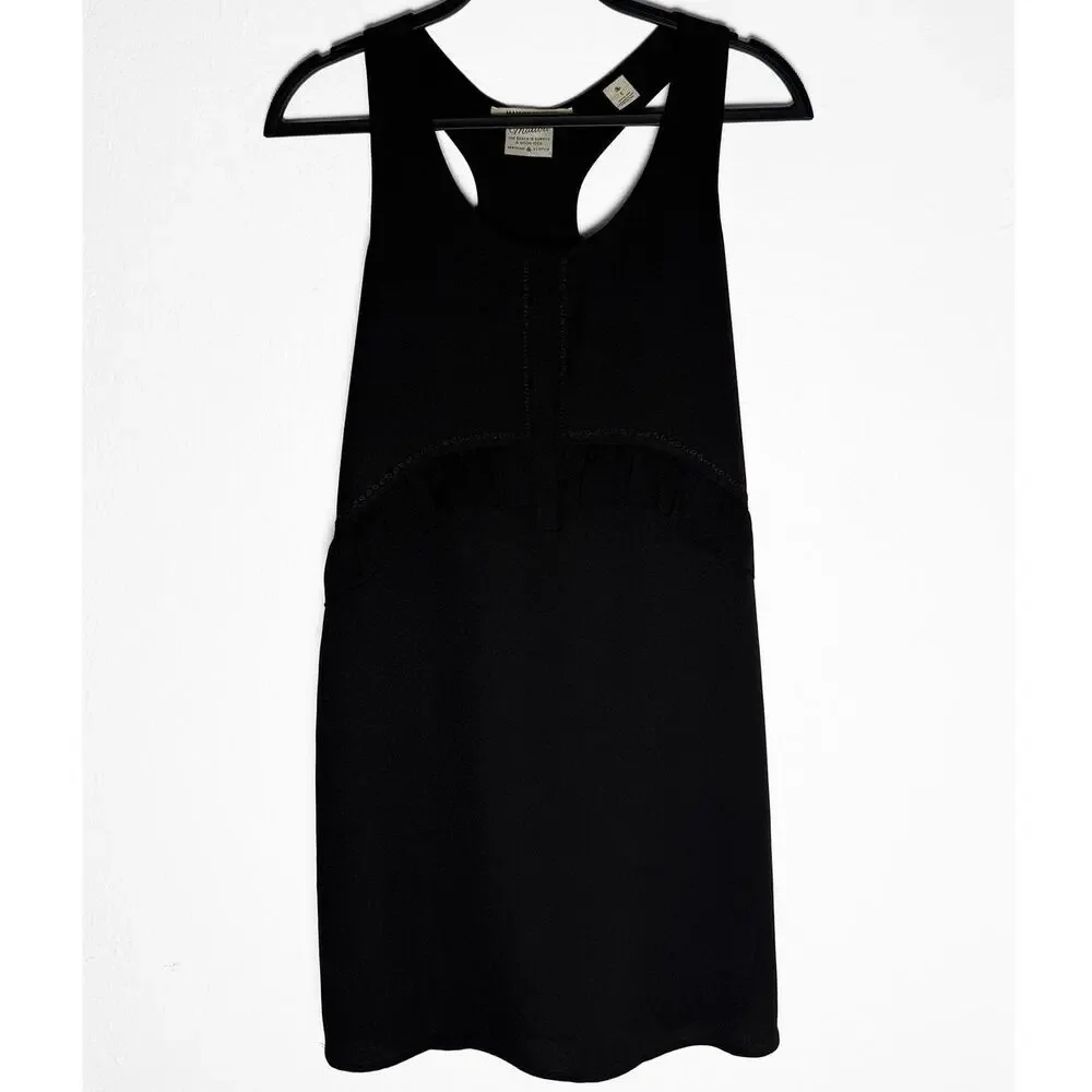 Maison Scotch Malibu Women's Black Sleeveless Racer Back Sheath Dress Snap Front